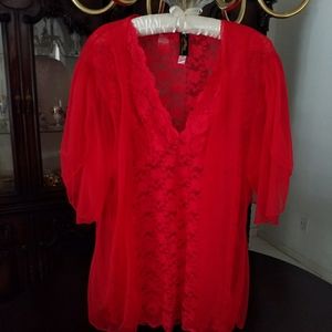 NEW FREDERICK OF HOLLYWOOD RED SEXY SHORTY LACE M